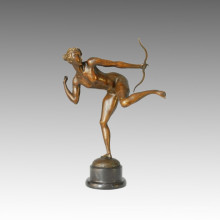 Sport-Statue Weibliche Bogenschütze Bronze-Skulptur, Milo TPE-123